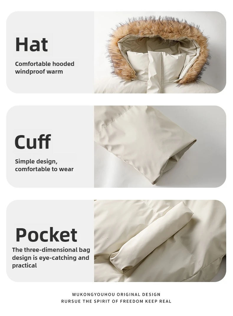 Man Parka Jacket Winter Fashion Fur Collar Warm Jacket Women Solid Color Casual Hooded Parka Coats Outwear American Couple 2025
