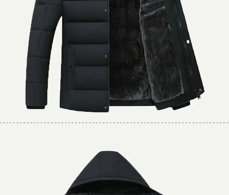 2026 New Fashion Fleece Hooded Winter Coat Men Thick Warm Mens Winter Jacket Windproof Gift For Father Husband Parka