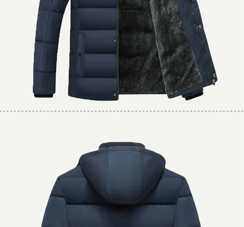 2026 New Fashion Fleece Hooded Winter Coat Men Thick Warm Mens Winter Jacket Windproof Gift For Father Husband Parka