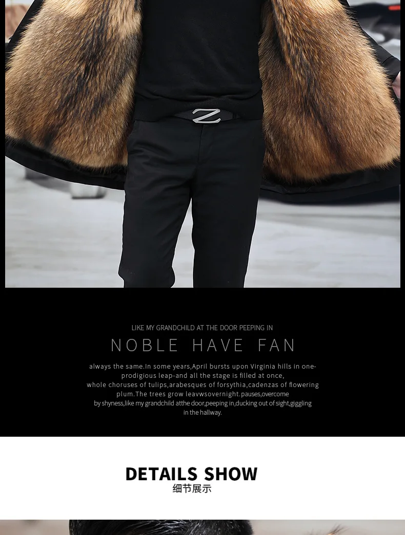 Men's Fashion Exra Long Parkas Faux Fur Lined Thick Warm Overcoat Long Fur Coat With Fur Hood Winter Thermal Outerwear