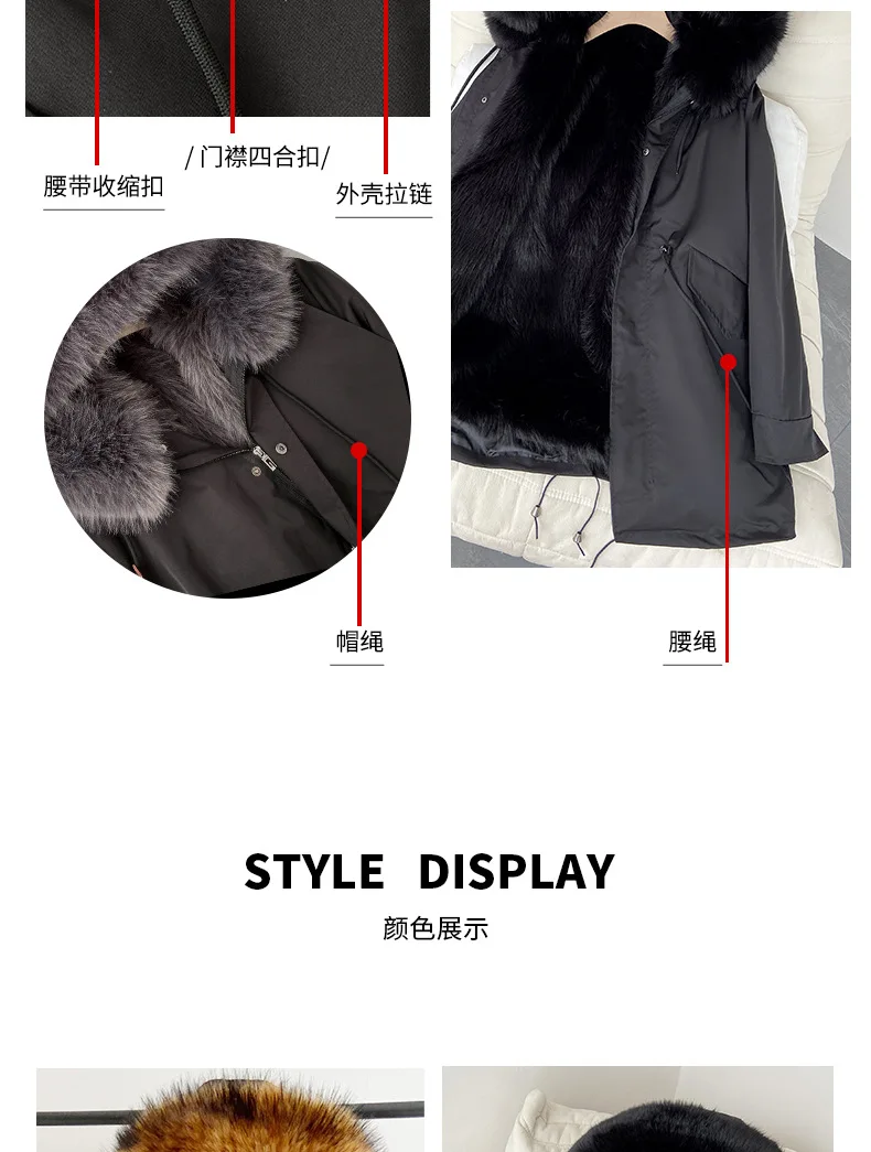 Men's Fashion Exra Long Parkas Faux Fur Lined Thick Warm Overcoat Long Fur Coat With Fur Hood Winter Thermal Outerwear