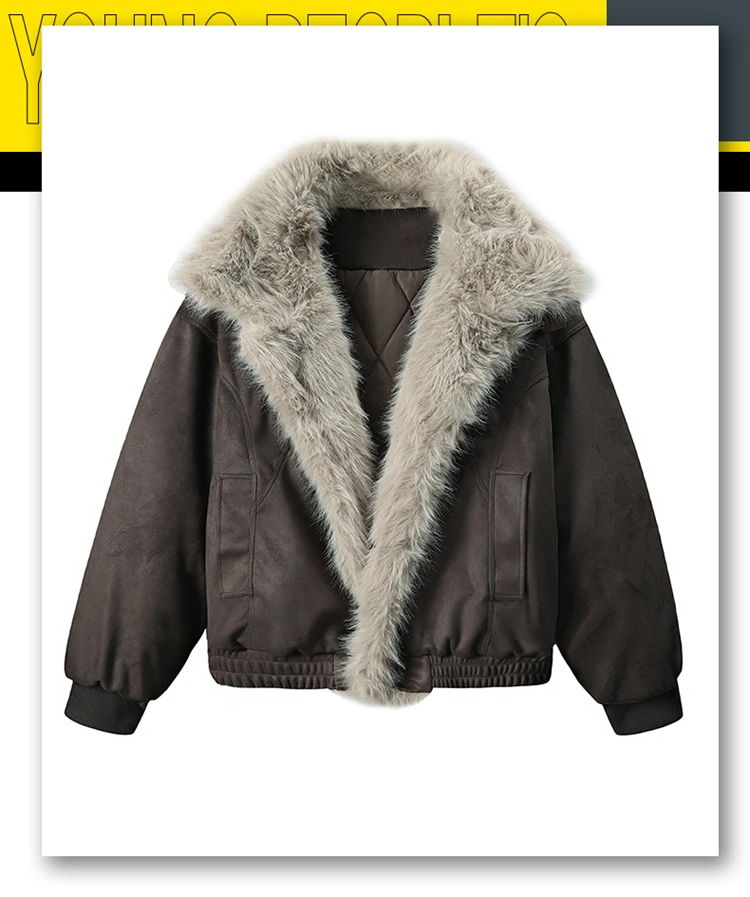 New Loose Hooded Cotton Jacket Punk Fur Collar Jacket Couple Casual Short Coat Winter Warm Clothing Men Women Retro Clothes