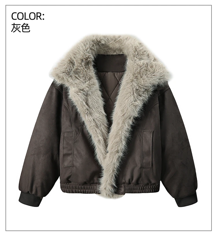 New Loose Hooded Cotton Jacket Punk Fur Collar Jacket Couple Casual Short Coat Winter Warm Clothing Men Women Retro Clothes