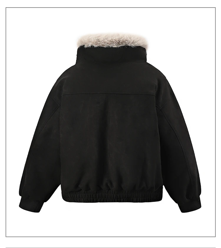 New Loose Hooded Cotton Jacket Punk Fur Collar Jacket Couple Casual Short Coat Winter Warm Clothing Men Women Retro Clothes