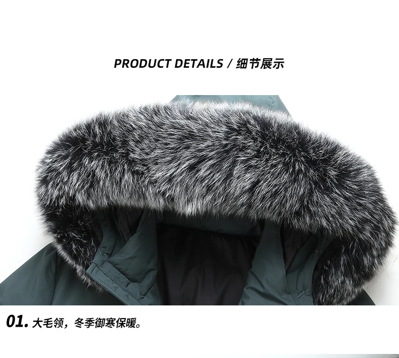 Men's Fleece-lined Thickened Jacket Casual Parka Outdoor Warm Fur Collar Windproof Waterproof Jacket Men's New Jacket Winter