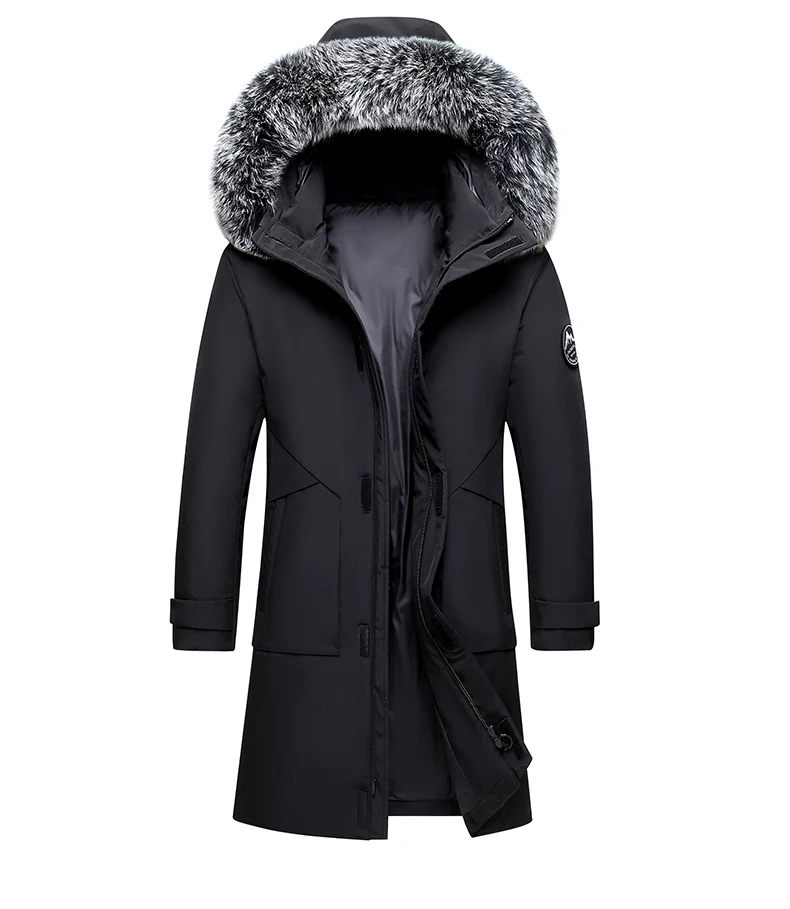 Men's Fleece-lined Thickened Jacket Casual Parka Outdoor Warm Fur Collar Windproof Waterproof Jacket Men's New Jacket Winter