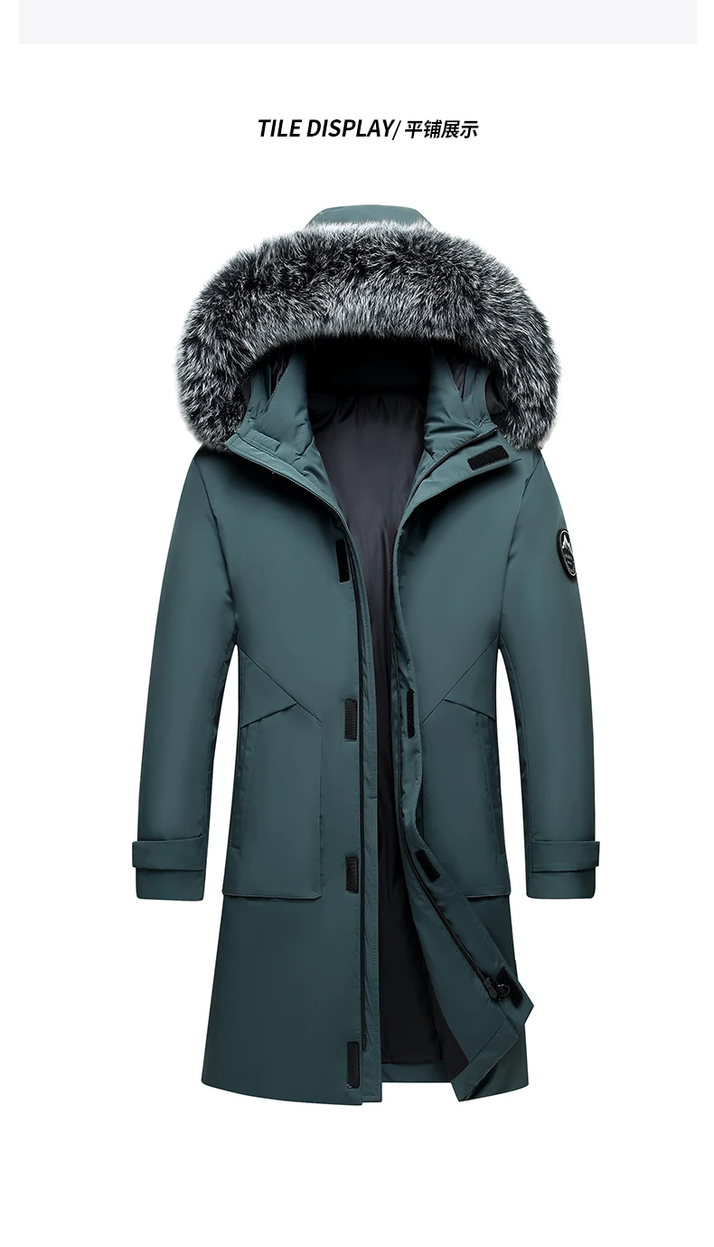 Men's Fleece-lined Thickened Jacket Casual Parka Outdoor Warm Fur Collar Windproof Waterproof Jacket Men's New Jacket Winter