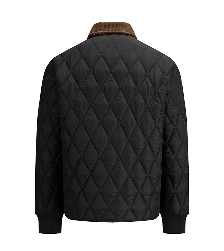 Winter New Fashion Men Green Black Turn-down Collar Long Sleeve Argyle Casual Trendy Simple Daily Parkas Male American Coats