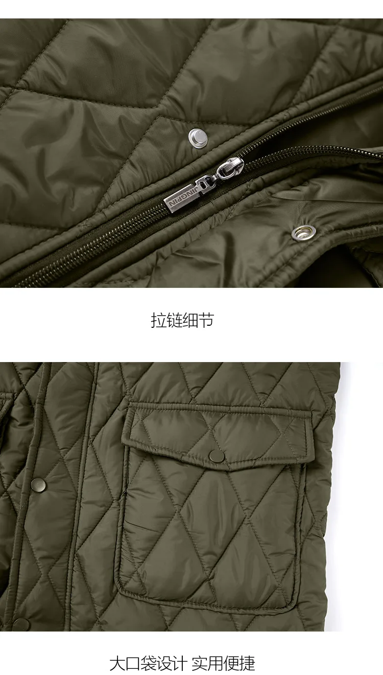 Winter New Fashion Men Green Black Turn-down Collar Long Sleeve Argyle Casual Trendy Simple Daily Parkas Male American Coats