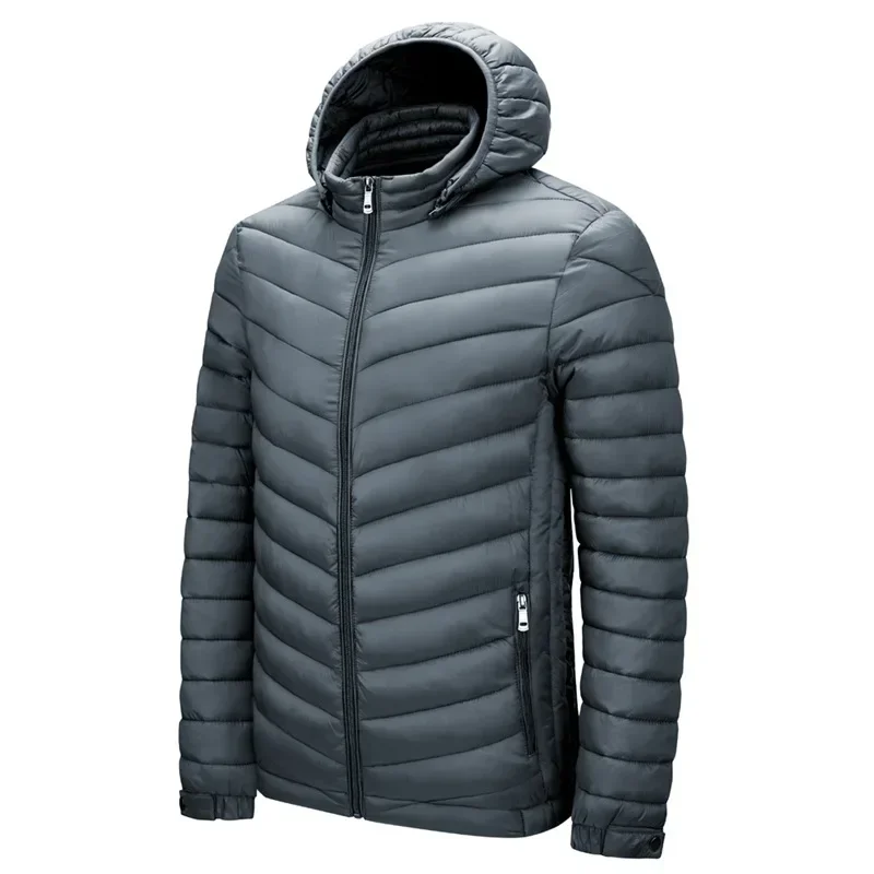 Mens Lightweight Outdoor Puffer Jacket Hooded Insulated Thermal Puffy Winter Heated Running Travle Casual Cotton Outdoor Coat