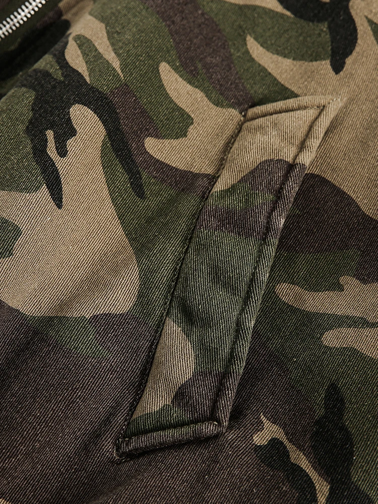 PFNW American Style Men's Padded Jackets Loose Fleece Camouflage Thickened Casual Zipper Hooded Male Coats New Tide 2024 CPG2404