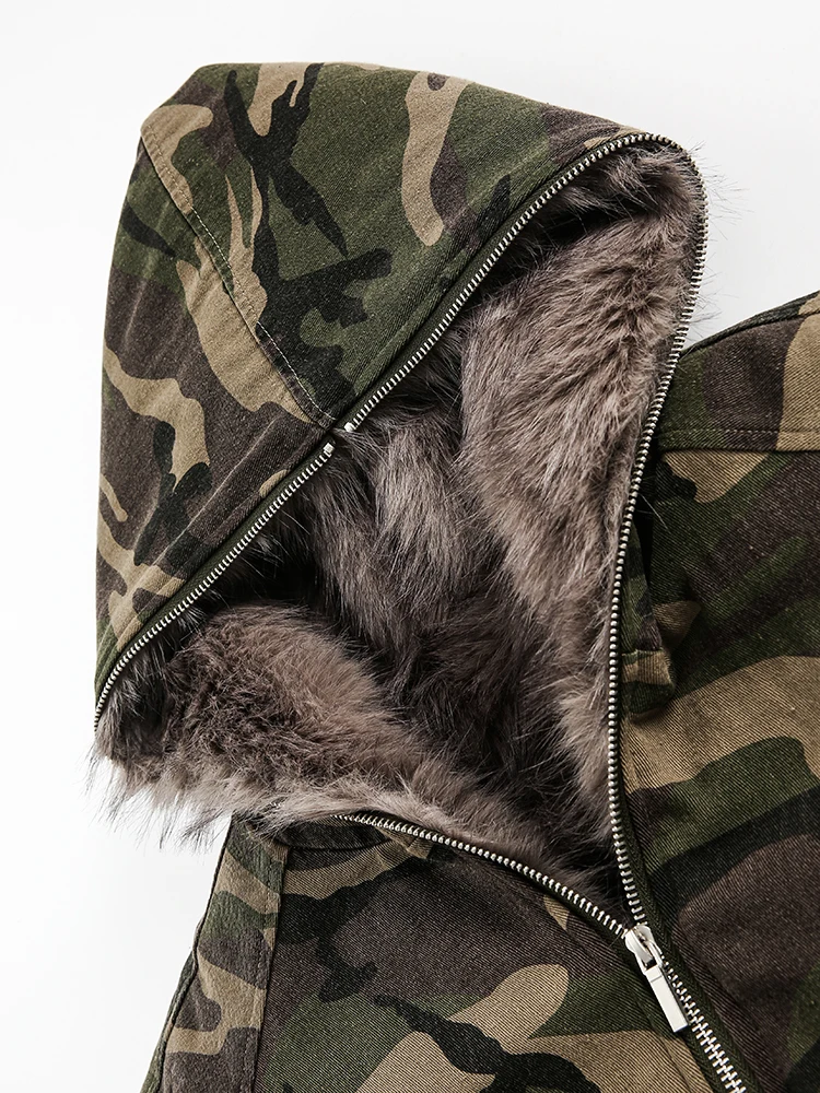 PFNW American Style Men's Padded Jackets Loose Fleece Camouflage Thickened Casual Zipper Hooded Male Coats New Tide 2024 CPG2404