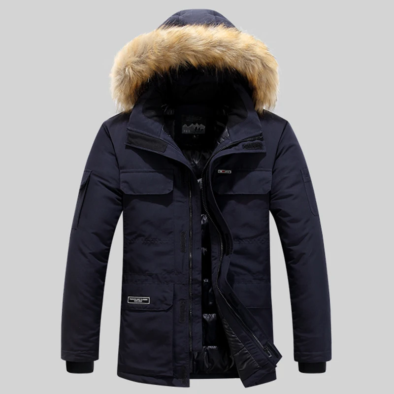 New Thickening Keep Warm Men Coat Winter Fashion Casual Removable Hat Jacket Outdoors Loose Comfort Windproof Solid Parka Men