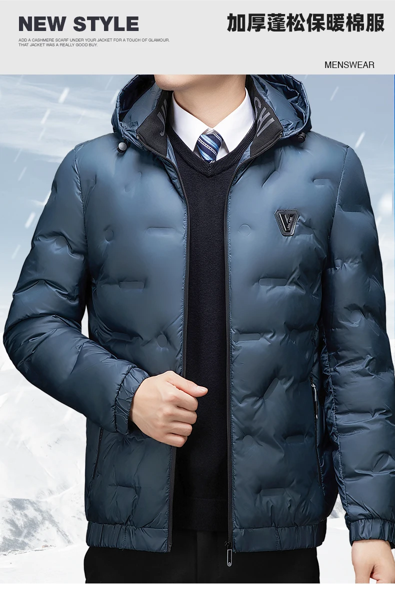 Autumn Fashion Hooded Slim Fit Casual Casual Parkas Men Fashion Men Winter New Warm Thick Windproof Parkas Jackets Coat Men