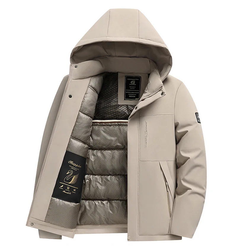 Winter Fashion All-match Men Parkas Outdoor Hooded Windproof Male Clothes Solid Color Thicken Warm Outerwear Casual New Style