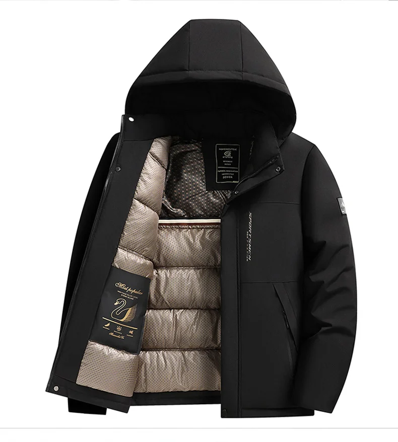 Winter Fashion All-match Men Parkas Outdoor Hooded Windproof Male Clothes Solid Color Thicken Warm Outerwear Casual New Style