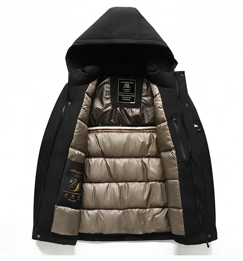 Winter Fashion All-match Men Parkas Outdoor Hooded Windproof Male Clothes Solid Color Thicken Warm Outerwear Casual New Style