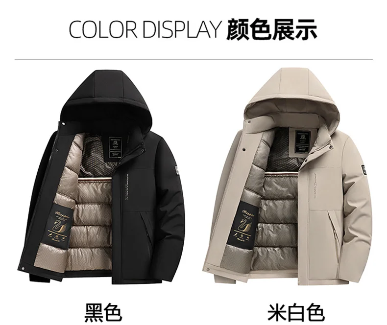 Winter Fashion All-match Men Parkas Outdoor Hooded Windproof Male Clothes Solid Color Thicken Warm Outerwear Casual New Style