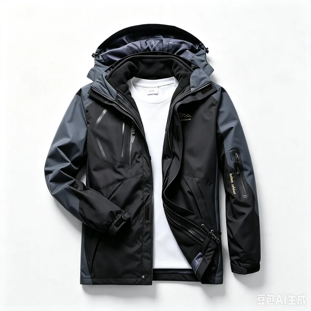 Male 3 In 1 Windproof Two Piece Outdoor Jacket Fleece Lined Thick Winter Coat Suitable For Mountaineering Cycling Hiking Travel