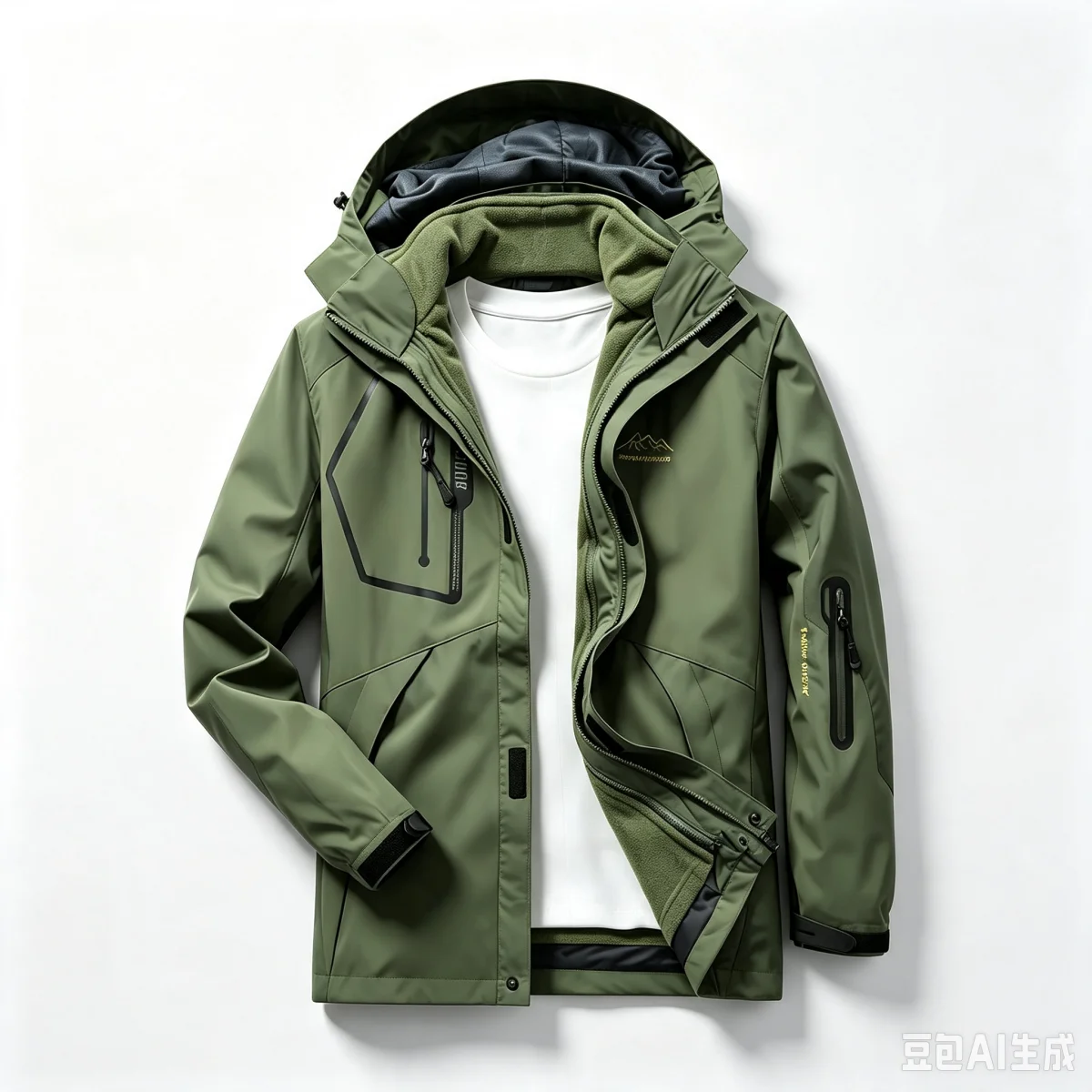 Male 3 In 1 Windproof Two Piece Outdoor Jacket Fleece Lined Thick Winter Coat Suitable For Mountaineering Cycling Hiking Travel