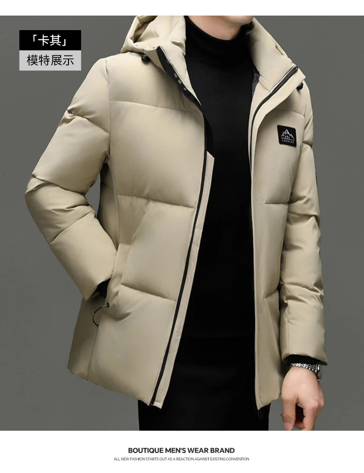 Business Casual Mid Length Parkas Outdoor Fashion Mens New Parkas Commuter Versatile Hooded Parkas Windproof Thickened Parkas