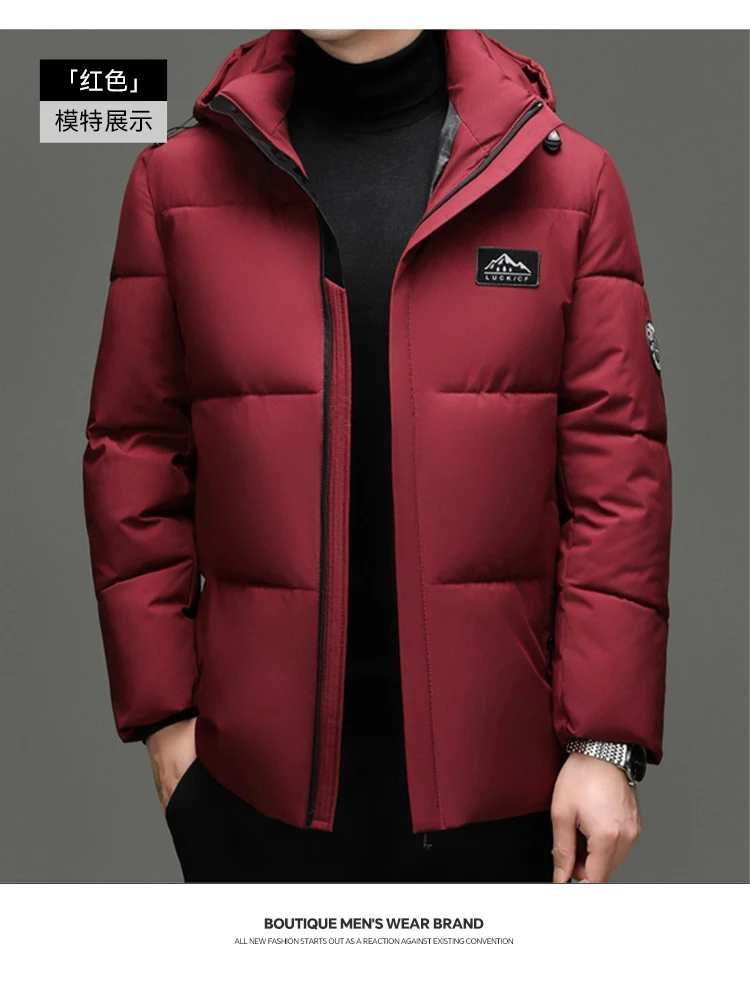 Business Casual Mid Length Parkas Outdoor Fashion Mens New Parkas Commuter Versatile Hooded Parkas Windproof Thickened Parkas