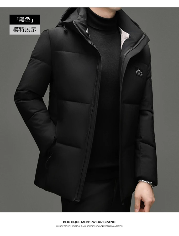 Business Casual Mid Length Parkas Outdoor Fashion Mens New Parkas Commuter Versatile Hooded Parkas Windproof Thickened Parkas