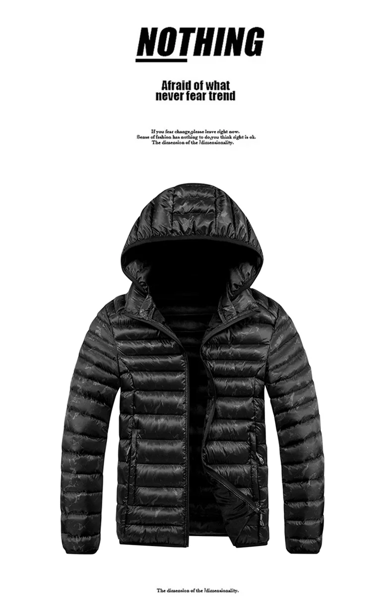 Fashion Trend Hooded Men Parkas Coats Casual Thicken Warm Cotton Jackets Solid Color Comfortable Male Outerwear Winter New Style