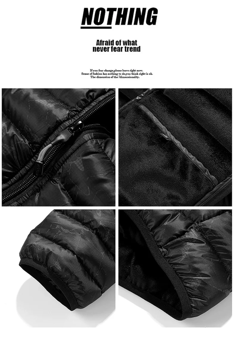 Fashion Trend Hooded Men Parkas Coats Casual Thicken Warm Cotton Jackets Solid Color Comfortable Male Outerwear Winter New Style