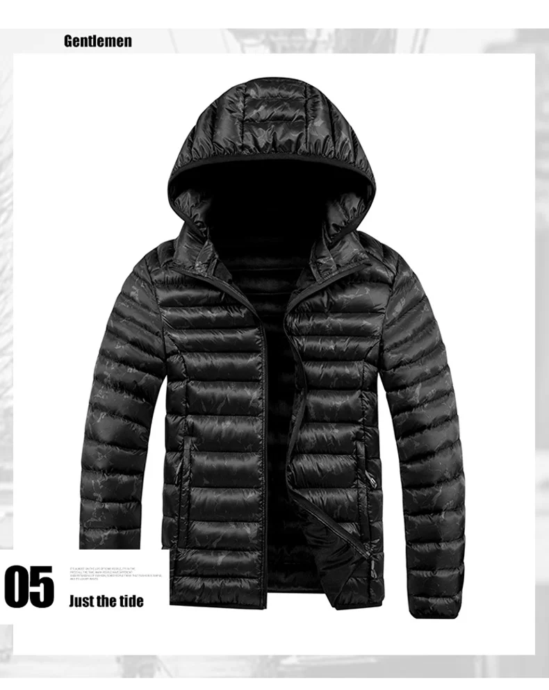 Fashion Trend Hooded Men Parkas Coats Casual Thicken Warm Cotton Jackets Solid Color Comfortable Male Outerwear Winter New Style