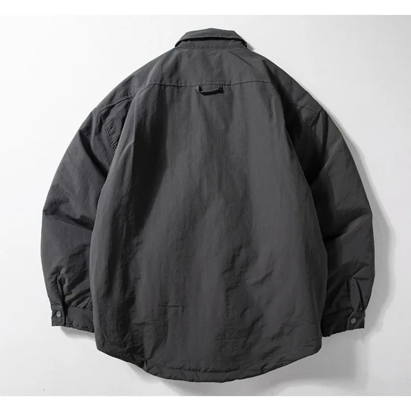 Men's Casual Cotton Jaet Autumn Winter New Sle Stuffed Polyester Fiber Windproof Waterproof Loose Fit Warm Turn-down Collar