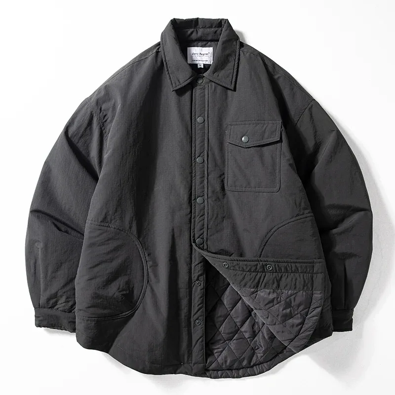 Men's Casual Cotton Jaet Autumn Winter New Sle Stuffed Polyester Fiber Windproof Waterproof Loose Fit Warm Turn-down Collar