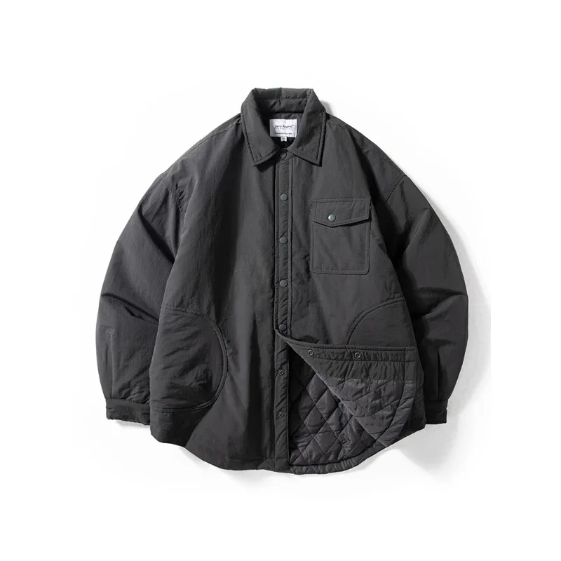 Men's Casual Cotton Jaet Autumn Winter New Sle Stuffed Polyester Fiber Windproof Waterproof Loose Fit Warm Turn-down Collar