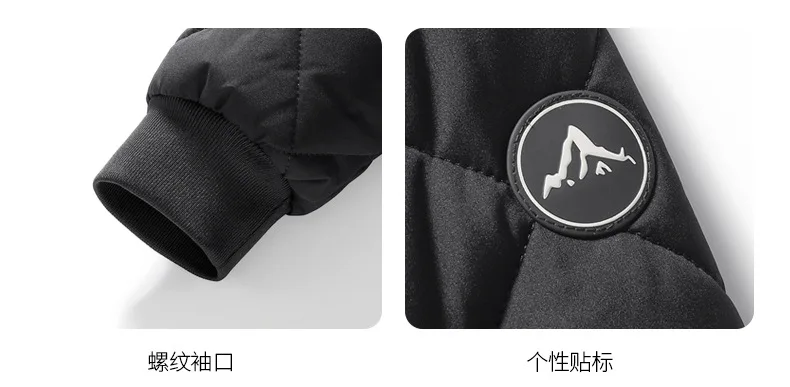 Mens Winter Baseball Style Cotton Padded Outerwear Fashion Casual Stand Collar Fleece Lined Thick Warm Coat For Male Daily Cold