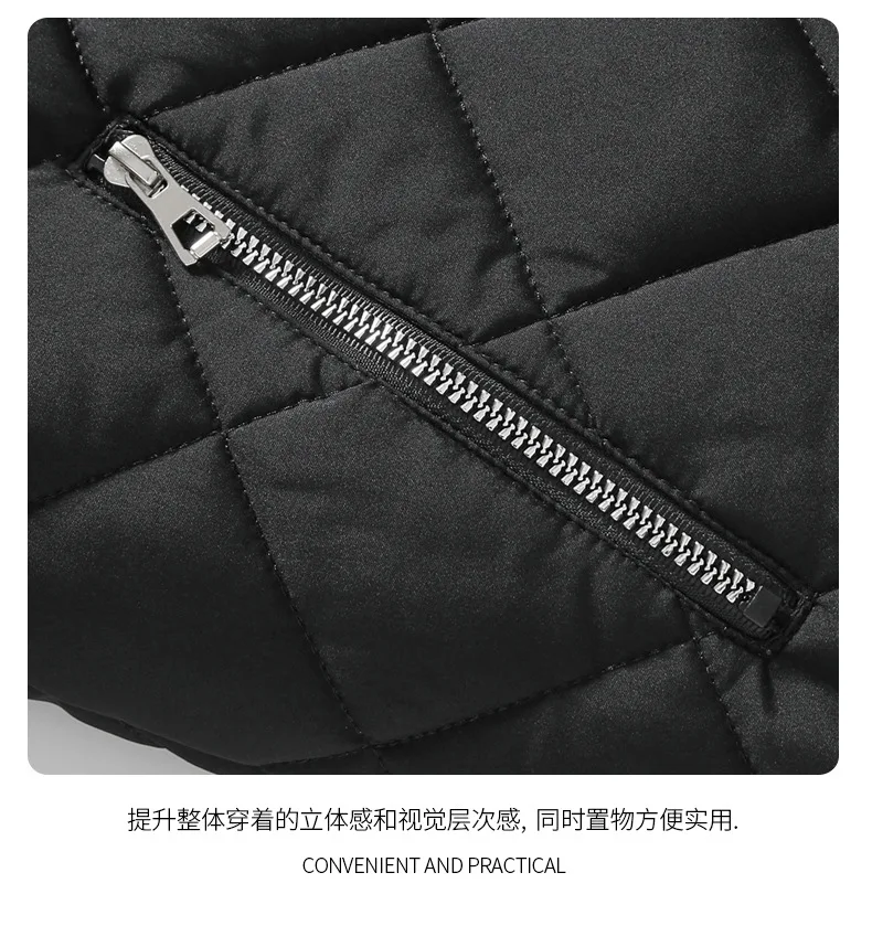 Mens Winter Baseball Style Cotton Padded Outerwear Fashion Casual Stand Collar Fleece Lined Thick Warm Coat For Male Daily Cold