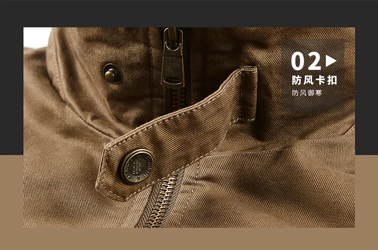 Fleece American Lapel Parkas Handsome Flight Jacket Autumn Winter Cotton Washed Workwear Jacket Men Casual Versatile Retro Coat