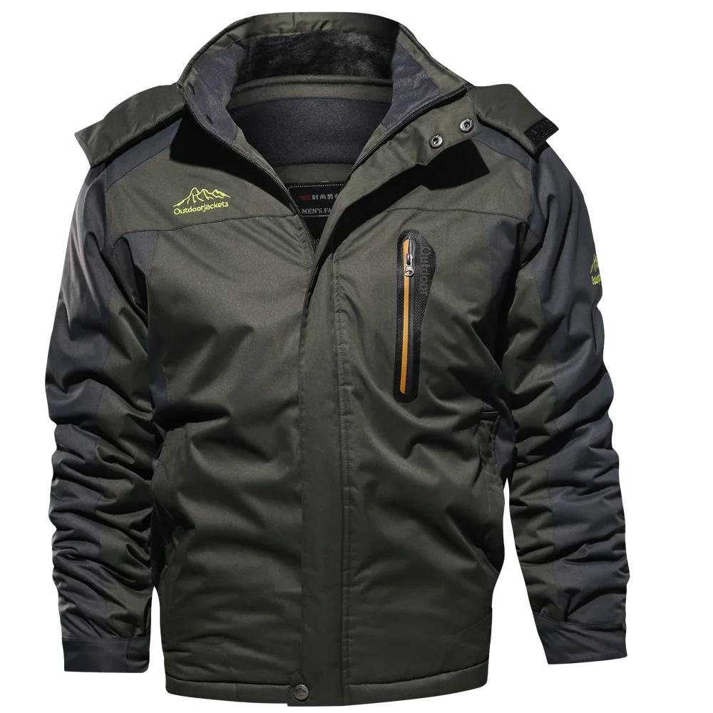 Men Fashion Outdoor Hard Shell Parkas Men Fleece Lined Thickened Parkas Men Plus Size Warm Daily Outerwear Male Winter Overcoat