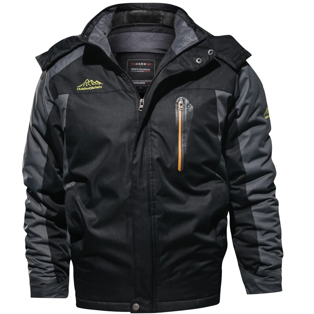 Men Fashion Outdoor Hard Shell Parkas Men Fleece Lined Thickened Parkas Men Plus Size Warm Daily Outerwear Male Winter Overcoat