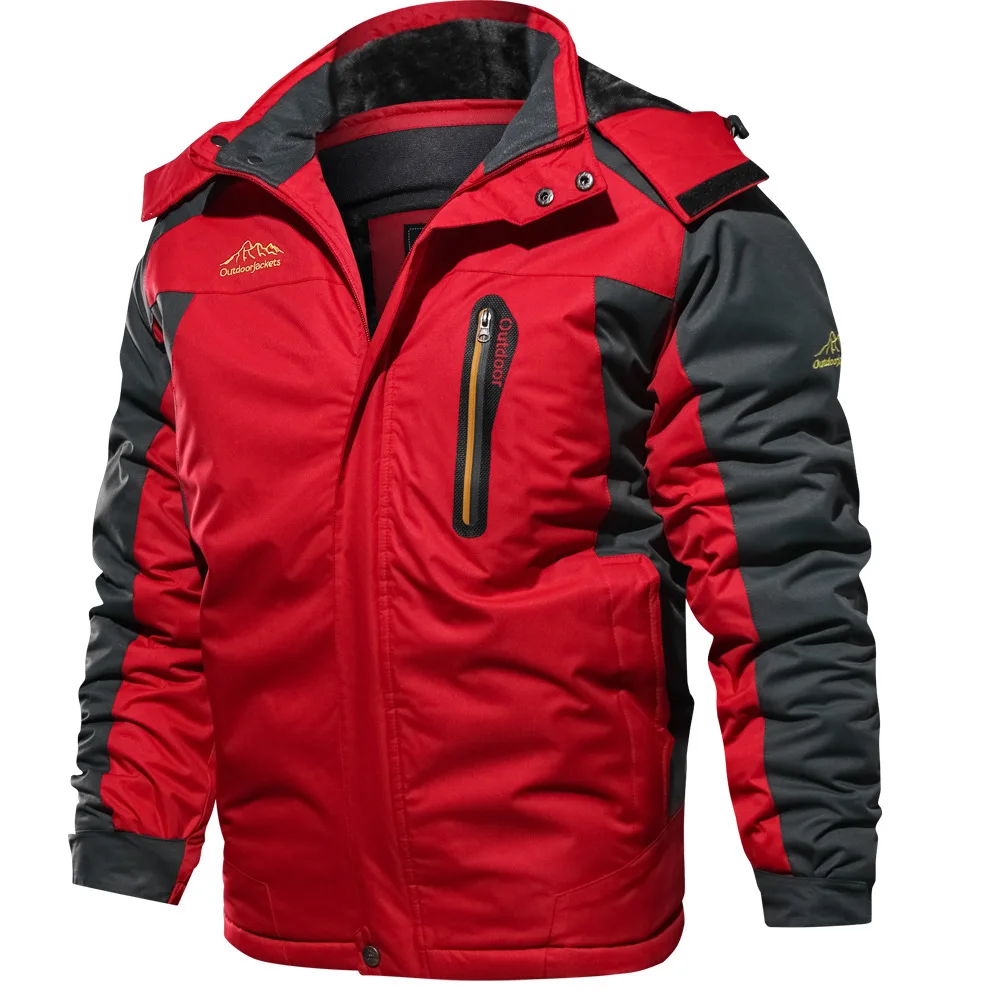 Men Fashion Outdoor Hard Shell Parkas Men Fleece Lined Thickened Parkas Men Plus Size Warm Daily Outerwear Male Winter Overcoat