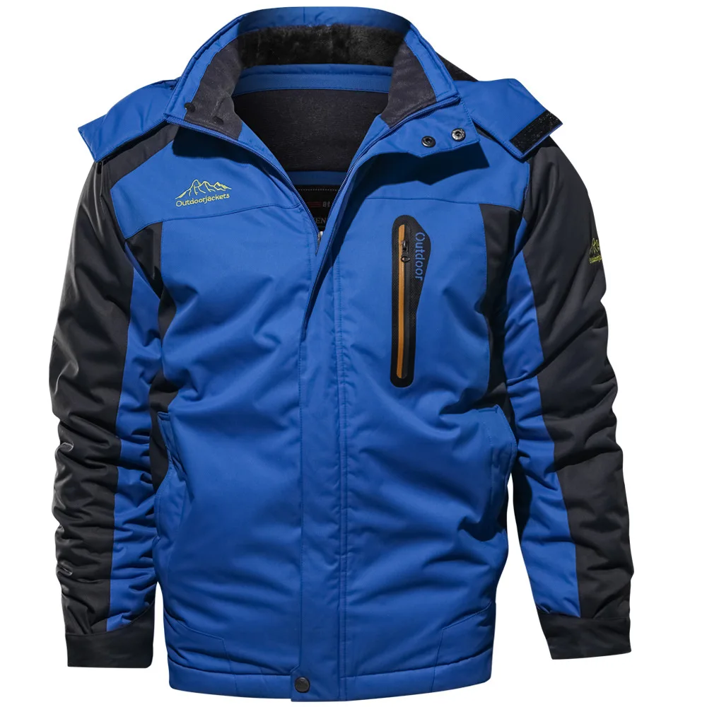 Men Fashion Outdoor Hard Shell Parkas Men Fleece Lined Thickened Parkas Men Plus Size Warm Daily Outerwear Male Winter Overcoat