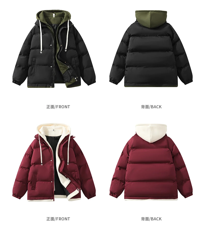 Legible 2026 Winter Jacket Men Casual Loose Thicken Warm Mens Parkas Solid Stand Collar Winter Coat Man