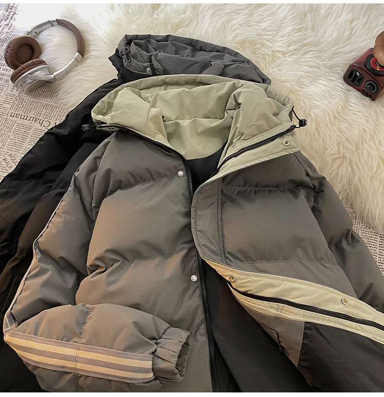 Legible 2026 Winter Jacket Men Casual Loose Thicken Warm Mens Parkas Solid Stand Collar Winter Coat Man