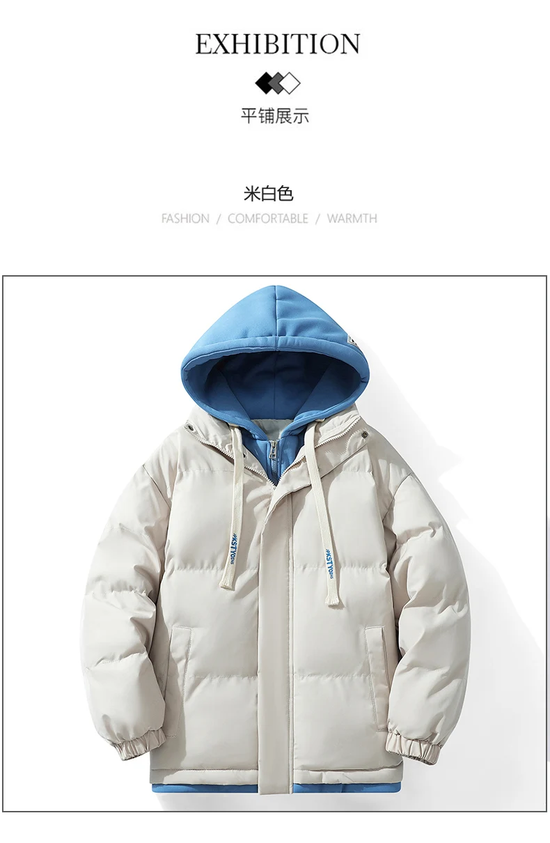 Legible 2026 Winter Jacket Men Casual Loose Thicken Warm Mens Parkas Solid Stand Collar Winter Coat Man