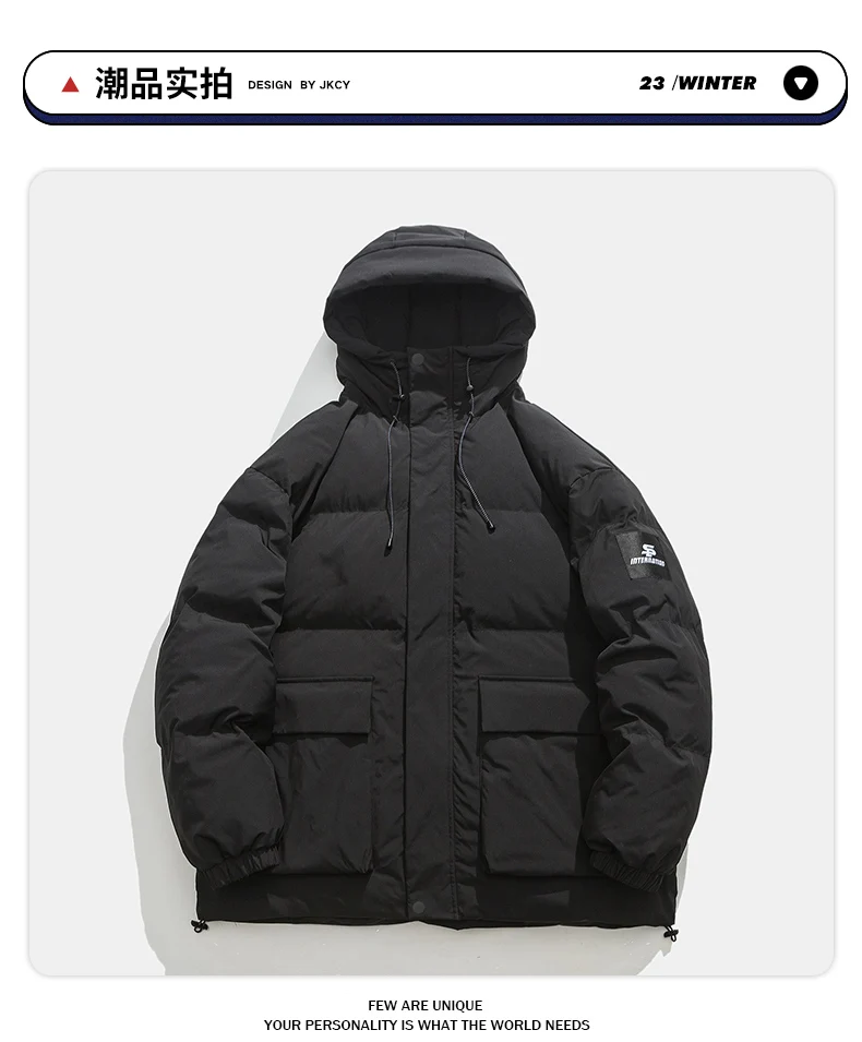 Legible 2026 Winter Jacket Men Casual Loose Thicken Warm Mens Parkas Solid Stand Collar Winter Coat Man