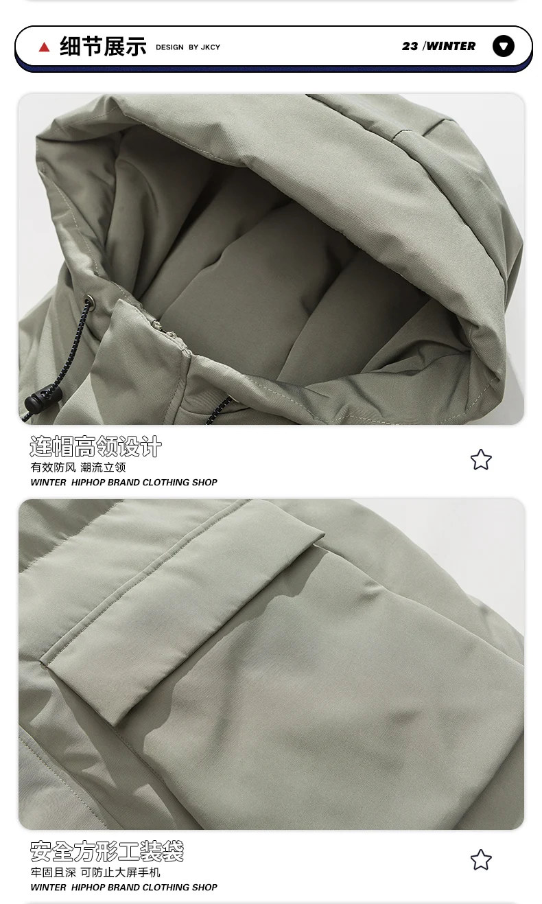 Legible 2026 Winter Jacket Men Casual Loose Thicken Warm Mens Parkas Solid Stand Collar Winter Coat Man
