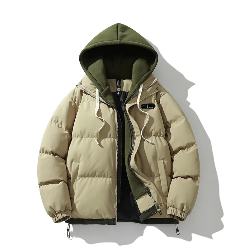 2026 Mens Winter Jacket And Coats Hooded Thicken Windbreaker Coats Fake Two Piece Parkas Outwear