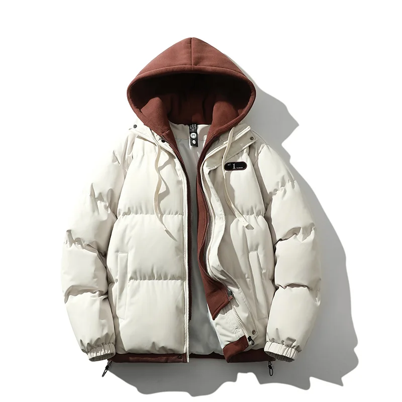 2026 Mens Winter Jacket And Coats Hooded Thicken Windbreaker Coats Fake Two Piece Parkas Outwear