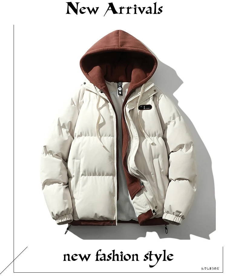 2026 Mens Winter Jacket And Coats Hooded Thicken Windbreaker Coats Fake Two Piece Parkas Outwear