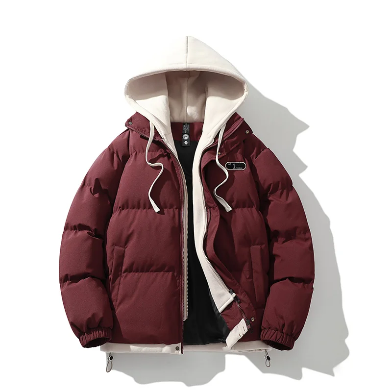 2026 Mens Winter Jacket And Coats Hooded Thicken Windbreaker Coats Fake Two Piece Parkas Outwear