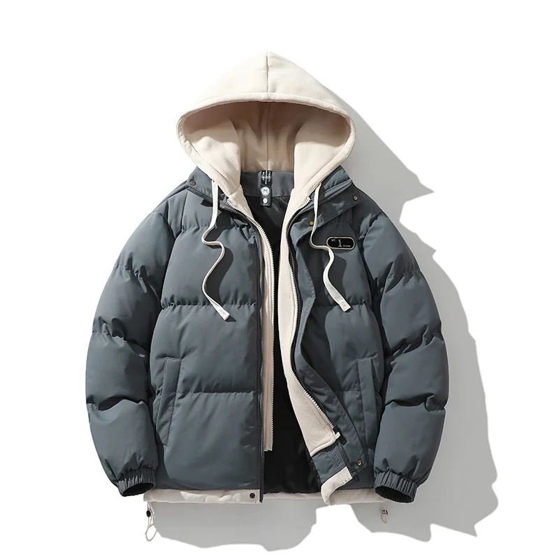 2026 Mens Winter Jacket And Coats Hooded Thicken Windbreaker Coats Fake Two Piece Parkas Outwear